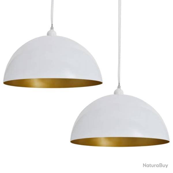 Lot de 2 plafonniers semi-sph�riques r�glables salon 35 x 17 cm en m�tal blanc 02_0046243