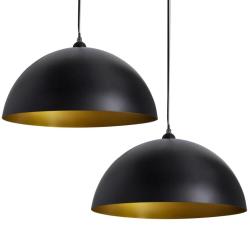 Lot de 2 plafonniers semi-sph&eacute;riques design moderne r&eacute;glable 35 x 17 cm en m&eacute;tal noir 02_0046242