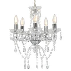 Lustre rond design extravagant 38 x 42 cm avec perles scintillantes ambiance chic en m&eacute;tal argent&eacute;