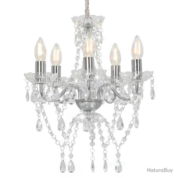 Lustre rond design extravagant 38 x 42 cm avec perles scintillantes ambiance chic en m�tal argent�