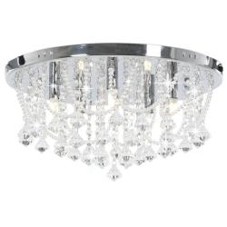 Plafonnier rond avec 4 ampoules G9 design moderne chambre salon 45 x 22 cm en m&eacute;tal argent&eacute; 02_0046