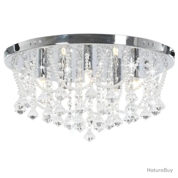 Plafonnier rond avec 4 ampoules G9 design moderne chambre salon 45 x 22 cm en m�tal argent� 02_0046