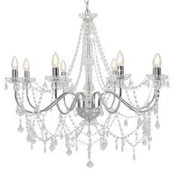 Lustre avec perles de cristal &eacute;l&eacute;gant antique 80 x 75 cm ambiance cosy en m&eacute;tal argent&eacute; 02_0046412