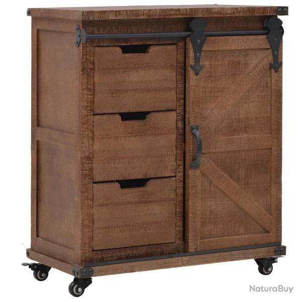 Armoire de rangement classique vintage buffet bas 64 x 33 x 75 cm en bois de sapin massif marron 02