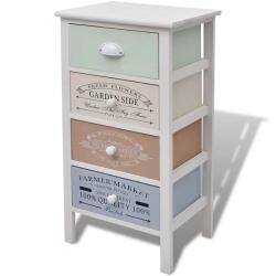 Armoire de rangement style fran&ccedil;ais 38 x 28 x 72 cm avec 4 tiroirs en bois blanchi 02_0046274