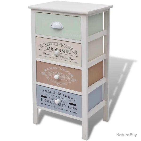 Armoire de rangement style fran�ais 38 x 28 x 72 cm avec 4 tiroirs en bois blanchi 02_0046274