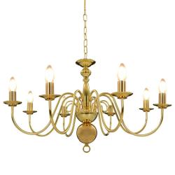 Lustre classique &eacute;l&eacute;gant 80 x 45 cm ambiance cosy 8 ampoules en m&eacute;tal dor&eacute; 02_0046425
