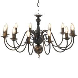 Lustre r&eacute;tro &eacute;l&eacute;gant salle &agrave; manger 80 x 45 cm style antique avec 12 ampoules E14 en m&eacute;tal noir 02_