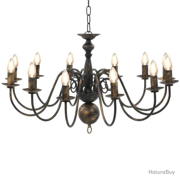 Lustre r�tro �l�gant salle � manger 80 x 45 cm style antique avec 12 ampoules E14 en m�tal noir 02_