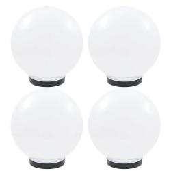 Lot de 4 lampes &agrave; LED sph&eacute;riques 25 cm pour jardin ambiance cosy en PMMA blanc 02_0046383