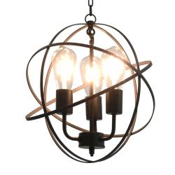 Lampe suspendue design classique salle &agrave; manger 35 cm 3 ampoules E27 en m&eacute;tal noir 02_0046432