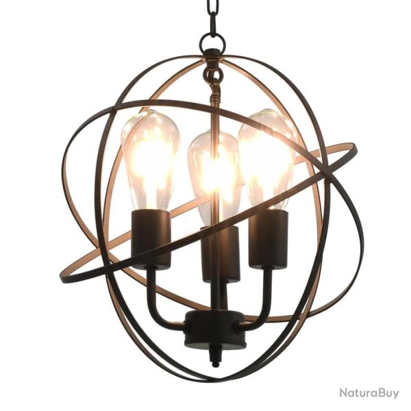 Lampe suspendue design classique salle � manger 35 cm 3 ampoules E27 en m�tal noir 02_0046432