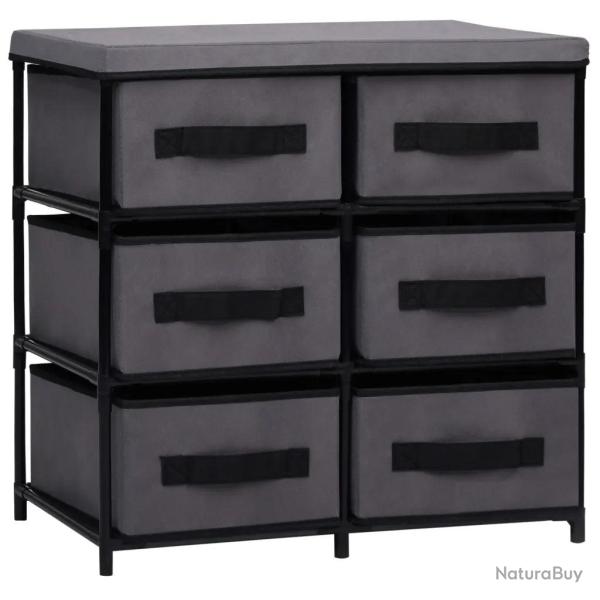 Armoire de rangement � 6 tiroirs fonctionnelle salon chambre 55 x 29 x 55 cm en tissu gris 02_00464