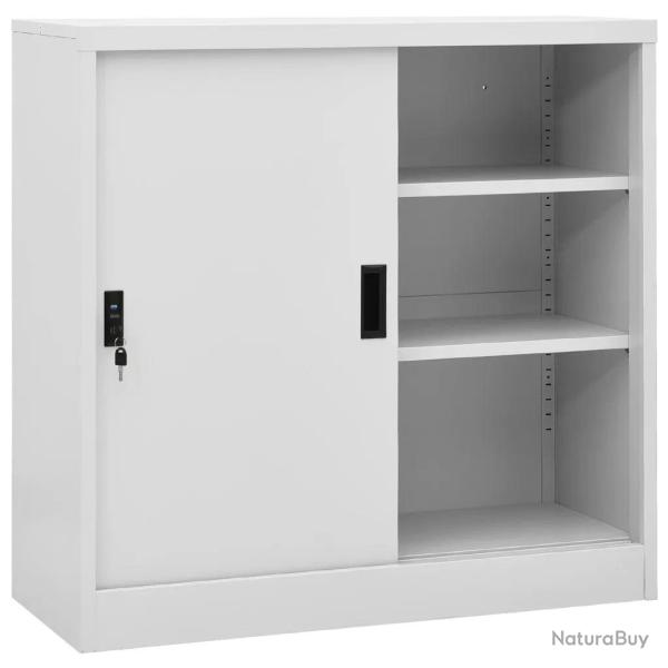 Armoire de bureau porte coulissante 90 x 40 x 90 cm robuste avec serrure ambiance moderne en acier