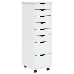 Armoire roulante &agrave; tiroirs design moderne bureau 34 x 39 x 103 cm en bois de pin blanc 02_0047163