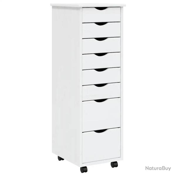 Armoire roulante � tiroirs design moderne bureau 34 x 39 x 103 cm en bois de pin blanc 02_0047163