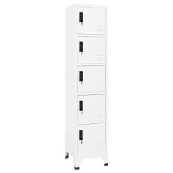 Armoire &agrave; casiers blanche moderne avec 5 portes verrouillables 38 x 40 x 180 cm en acier blanc 02_0