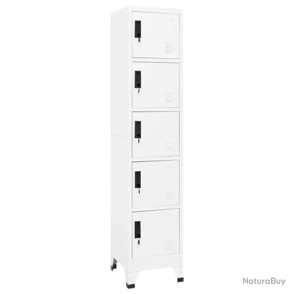 Armoire � casiers blanche moderne avec 5 portes verrouillables 38 x 40 x 180 cm en acier blanc 02_0