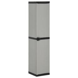 Armoire de rangement de jardin 34 x 40 x 168 cm avec 3 &eacute;tag&egrave;res design compact en PVC gris 02_00470