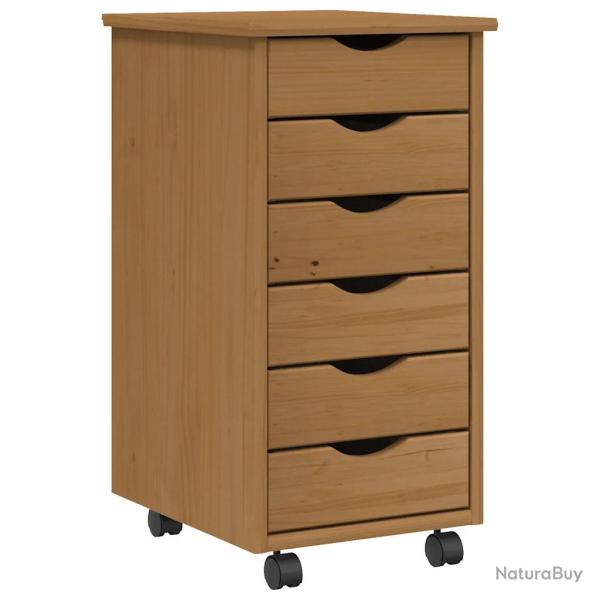 Armoire roulante avec tiroirs 34 x 39 x 65,5 cm pratique espace de stockage mobilier moderne en boi