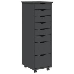 Armoire roulante avec tiroirs pratique design moderne bureau 34 x 39 x 103 cm en bois de pin gris 0