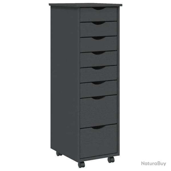 Armoire roulante avec tiroirs pratique design moderne bureau 34 x 39 x 103 cm en bois de pin gris 0