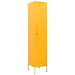 Armoire &agrave; casiers moderne 35 x 46 x 180 cm 4 &eacute;tag&egrave;res ajustables s&eacute;curis&eacute;e en acier jaune moutarde