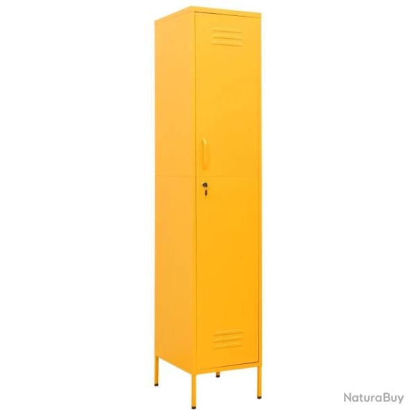 Armoire � casiers moderne 35 x 46 x 180 cm 4 �tag�res ajustables s�curis�e en acier jaune moutarde