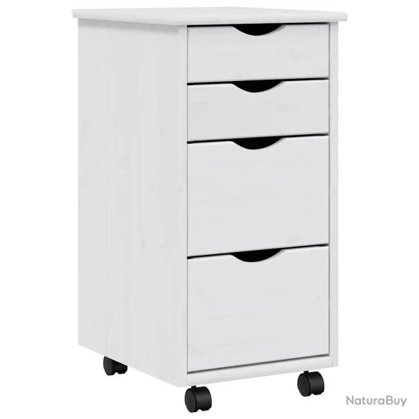 Armoire roulante � tiroirs pratique bureau 34 x 39 x 65,5 cm en bois de pin blanc 02_0047172