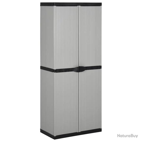 Armoire de rangement de jardin 3 �tag�res utilisable en ext�rieur 68 x 40 x 168 cm en PVC gris 02_0