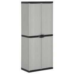 Armoire de rangement de jardin verrouillable avec 3 &eacute;tag&egrave;res 68 x 40 x 168 cm en PVC gris 02_0047063