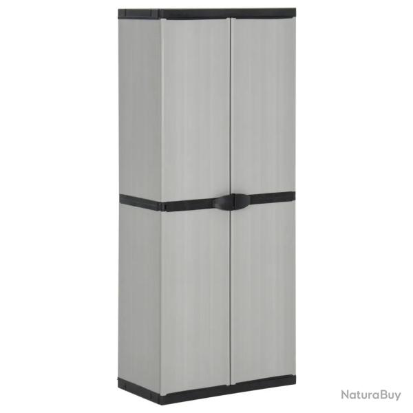 Armoire de rangement de jardin verrouillable avec 3 �tag�res 68 x 40 x 168 cm en PVC gris 02_0047063