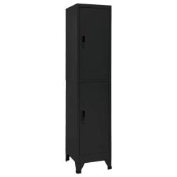 Armoire &agrave; casiers moderne robuste rangement bureau 38 x 45 x 180 cm en acier noir 02_0046994