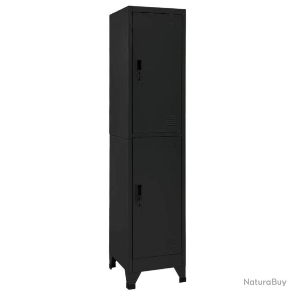 Armoire � casiers moderne robuste rangement bureau 38 x 45 x 180 cm en acier noir 02_0046994