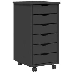 Armoire roulante avec tiroirs 34 x 39 x 65,5 cm rangement pratique moderne rustique en pin gris 02_