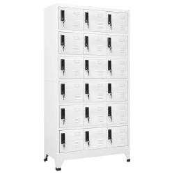 Armoire &agrave; casiers moderne avec 18 portes verrouillables bureau 90 x 40 x 180 cm en acier blanc 02_0