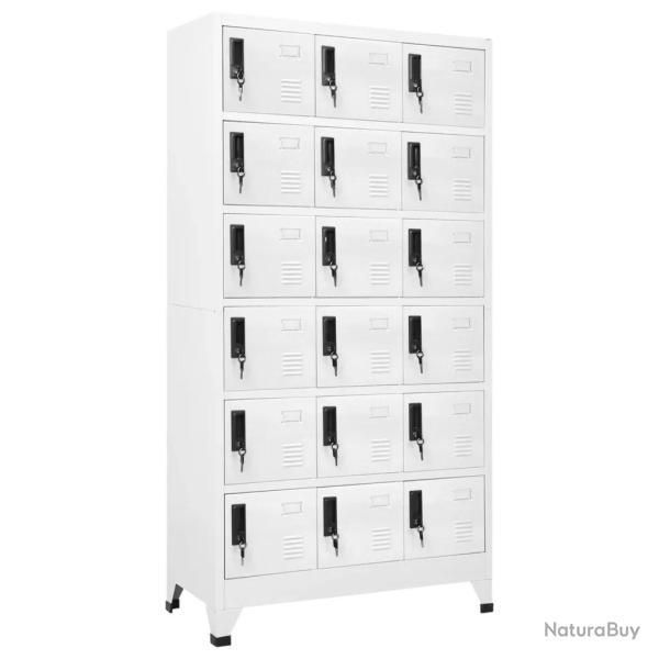 Armoire � casiers moderne avec 18 portes verrouillables bureau 90 x 40 x 180 cm en acier blanc 02_0