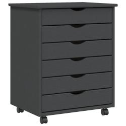 Armoire roulante &agrave; tiroirs grand espace de rangement 53 x 39 x 65,5 cm en bois de pin gris 02_00471