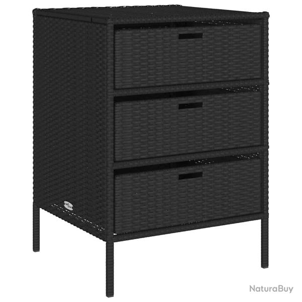 Armoire de rangement de jardin ergonomique avec 3 tiroirs 55 x 59 x 80 cm en r�sine tress�e noire 0