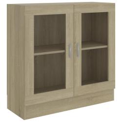 Armoire &agrave; vitrine classique &eacute;pur&eacute;e 82,5 x 30,5 x 80 cm espace de rangement d&eacute;coratif en bois d'ing&eacute;