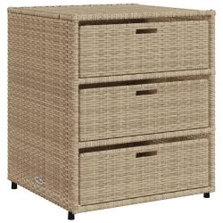 Armoire de rangement de jardin meuble ext&eacute;rieur avec 3 tiroirs 55 x 59 x 69 cm en r&eacute;sine tress&eacute;e be