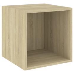 Armoire murale d&eacute;corative pratique 37 x 37 x 37 cm style contemporain en bois d'ing&eacute;nierie ch&ecirc;ne so