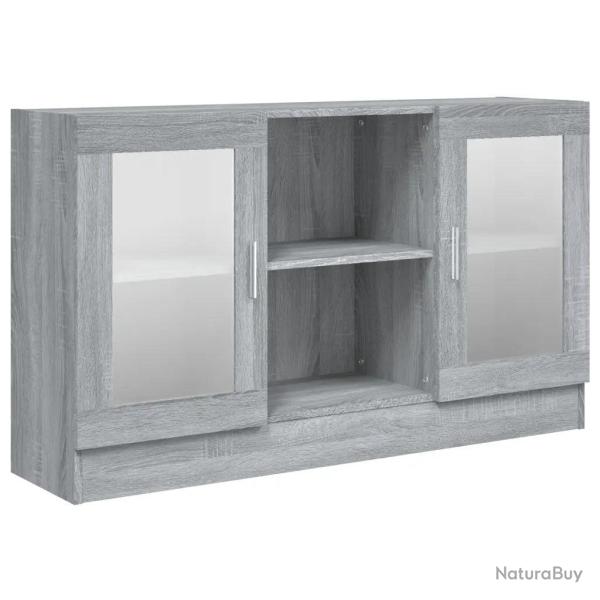 Armoire � vitrine rangement 120 x 30 x 70 cm design �pur� salle � manger en bois d'ing�nierie gris