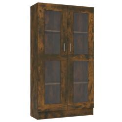 Armoire &agrave; vitrine avec 4 compartiments tendance classique 82,5 x 30,5 x 150 cm en bois d'ing&eacute;nierie