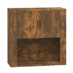 Armoire murale pratique pour rangement design mural 80 x 33 x 80 cm en bois d'ing&eacute;nierie ch&ecirc;ne fum&eacute;