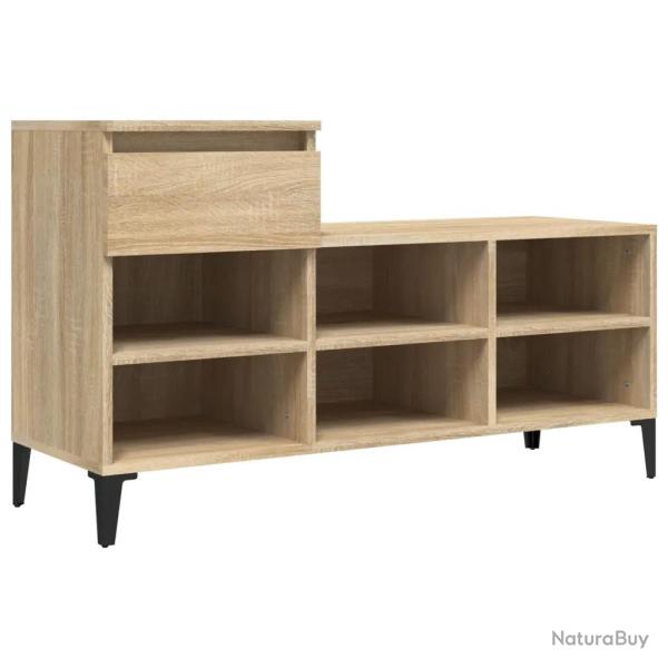 Armoire � chaussures moderne espace de rangement 102 x 36 x 60 cm en bois d'ing�nierie ch�ne sonoma