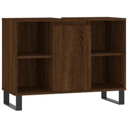 Armoire de salle de bain moderne rangement flexible 80 x 33 x 60 cm en bois d'ing&eacute;nierie ch&ecirc;ne marr