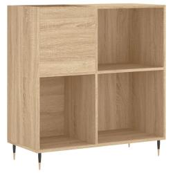 Armoire &agrave; disques pratique rangement vinyles 84,5 x 38 x 89 cm style industriel en bois d'ing&eacute;nieri