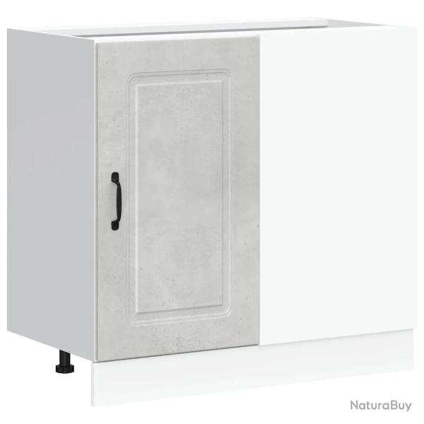 Armoire de cuisine Kalmar avec espace de rangement 86 x 46 x 81,5 cm en bois d'ing�nierie gris b�to