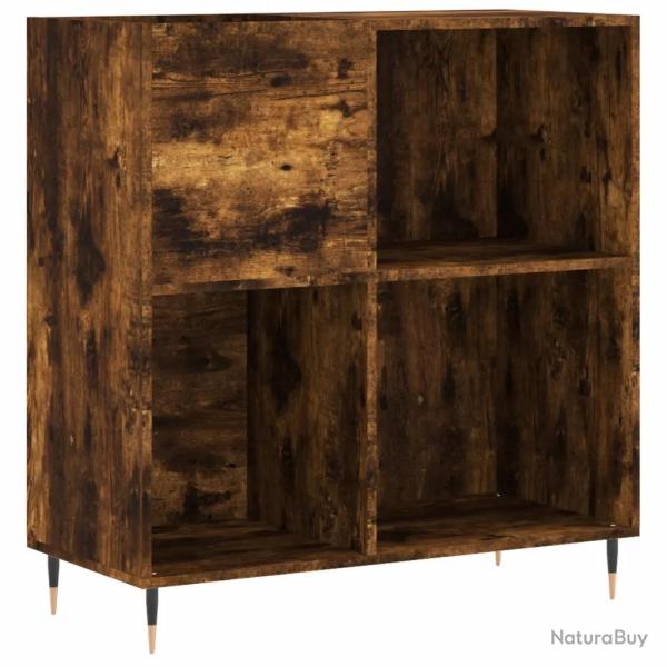 Armoire � disques classique pratique 84,5 x 38 x 89 cm robuste style industriel en bois ch�ne fum�